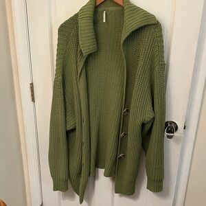 Free People Olive Green Cardigan Sweater